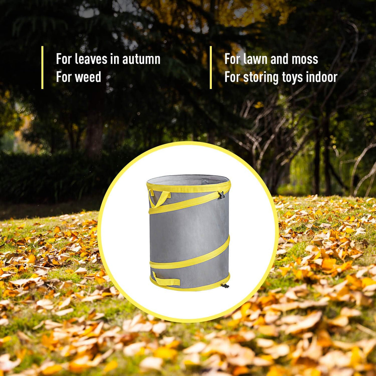 Collapsible Pop Up Trash Can, 30 Gallon Reusable Yard Waste Bag with Handle, Foldable Portable Garden Leaf Bag for Outdoor Lawn, Patio, Camping, Gardening Debris Storage