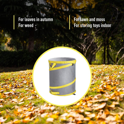Collapsible Pop Up Trash Can, 30 Gallon Reusable Yard Waste Bag with Handle, Foldable Portable Garden Leaf Bag for Outdoor Lawn, Patio, Camping, Gardening Debris Storage