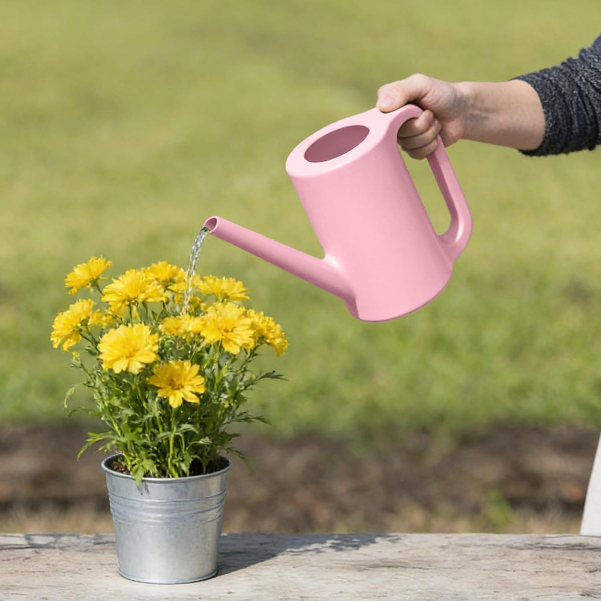 Plastic Watering Can - for Indoor and Outdoor Home Garden Plants - with Long Spout - Green - 1/4 Gallon