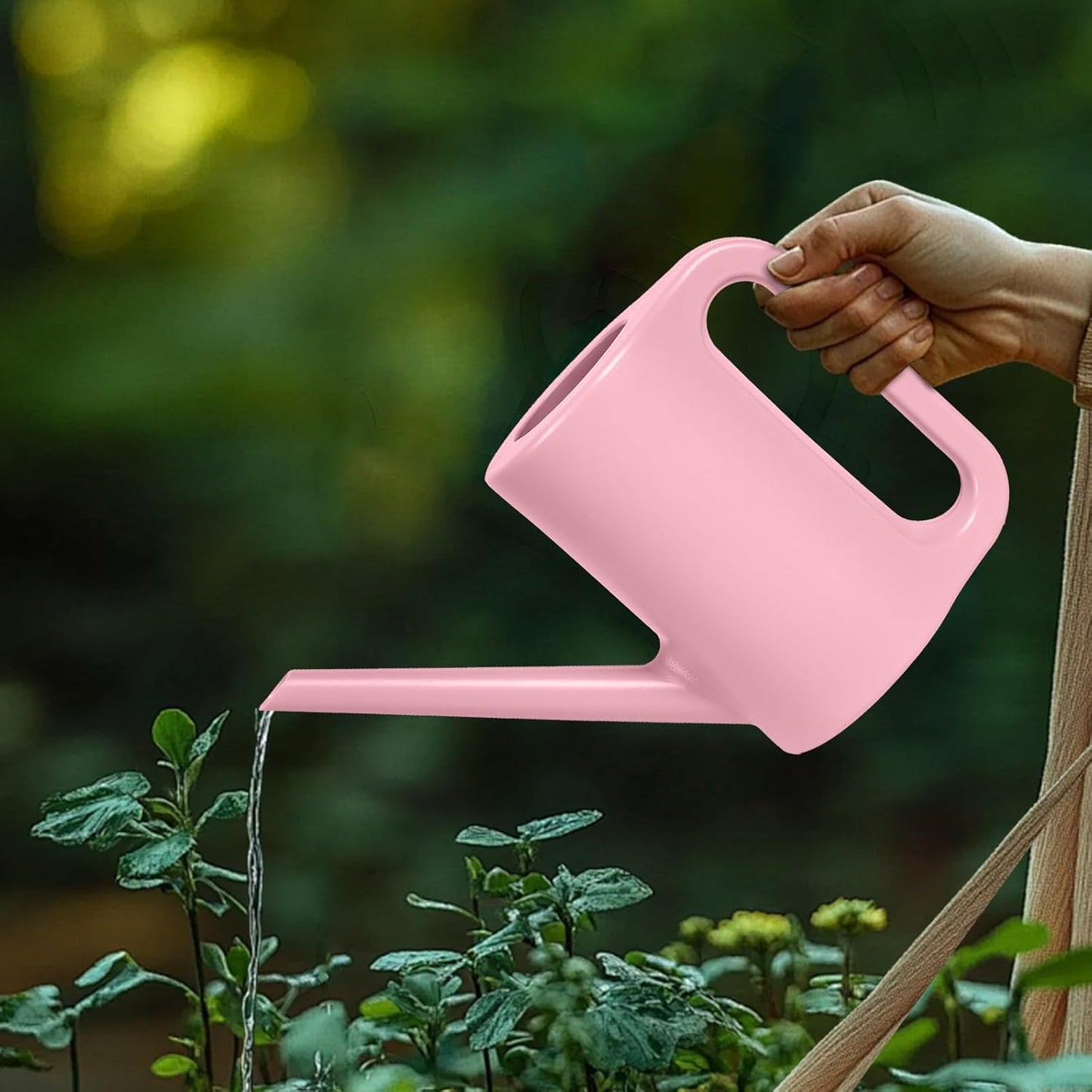 Plastic Watering Can - for Indoor and Outdoor Home Garden Plants - with Long Spout - Green - 1/4 Gallon