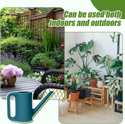 Plastic Watering Can - for Indoor and Outdoor Home Garden Plants - with Long Spout - Green - 1/4 Gallon