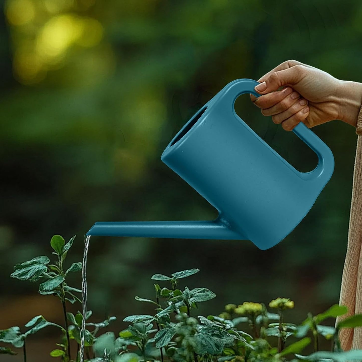 Plastic Watering Can - for Indoor and Outdoor Home Garden Plants - with Long Spout - Green - 1/4 Gallon