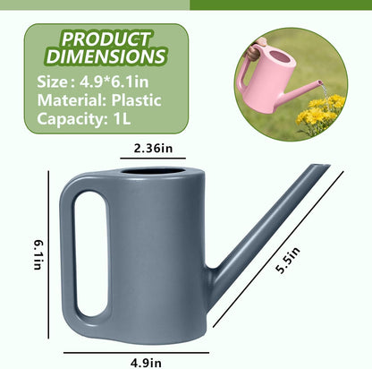 Plastic Watering Can - for Indoor and Outdoor Home Garden Plants - with Long Spout - Green - 1/4 Gallon