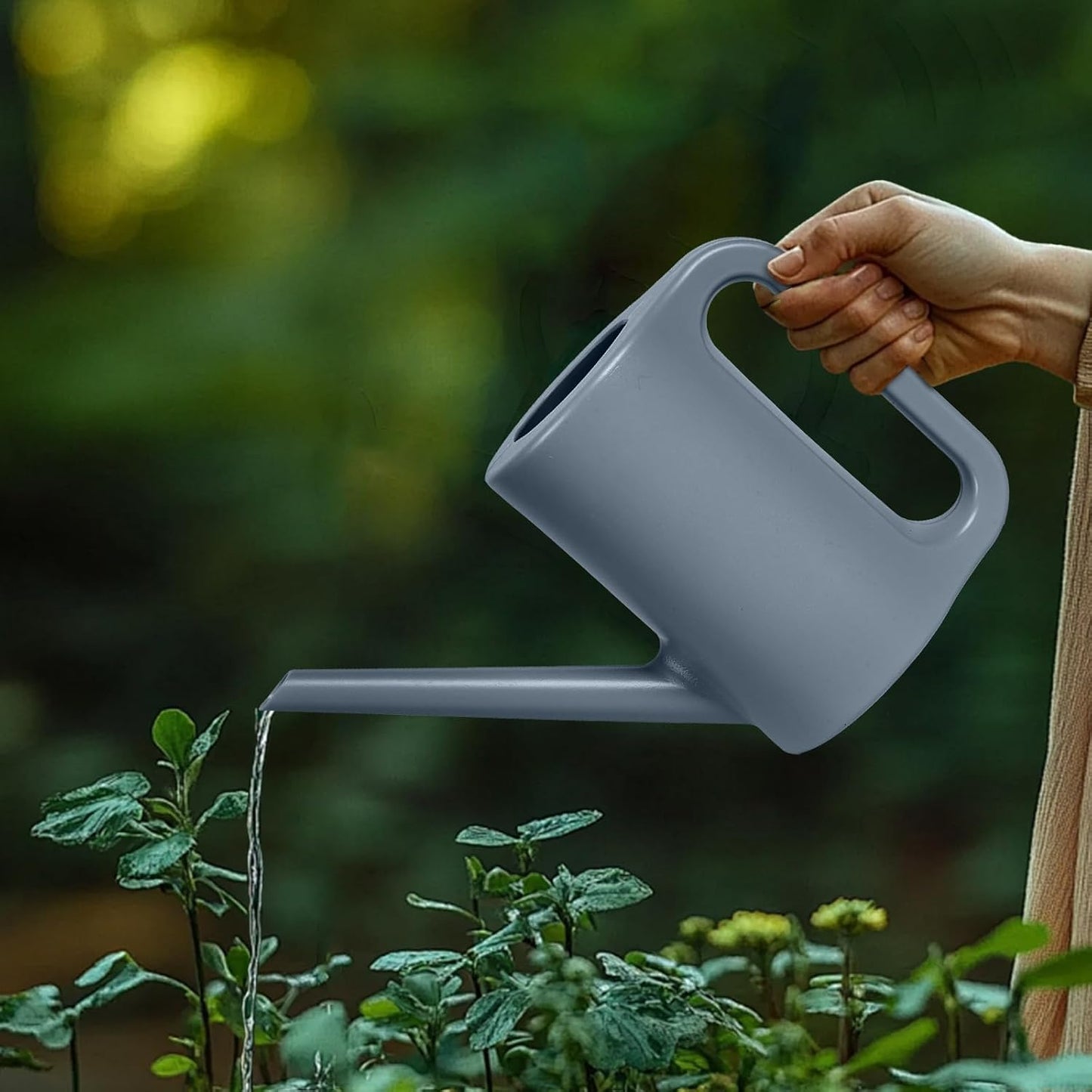 Plastic Watering Can - for Indoor and Outdoor Home Garden Plants - with Long Spout - Green - 1/4 Gallon