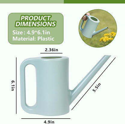 Plastic Watering Can - for Indoor and Outdoor Home Garden Plants - with Long Spout - Green - 1/4 Gallon