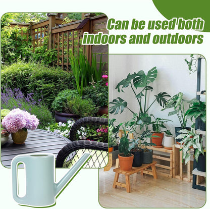 Plastic Watering Can - for Indoor and Outdoor Home Garden Plants - with Long Spout - Green - 1/4 Gallon