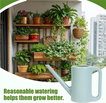 Plastic Watering Can - for Indoor and Outdoor Home Garden Plants - with Long Spout - Green - 1/4 Gallon