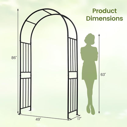 86'' Metal Garden Arch, Outdoor Arbor Trellis with 8 Ground Stakes