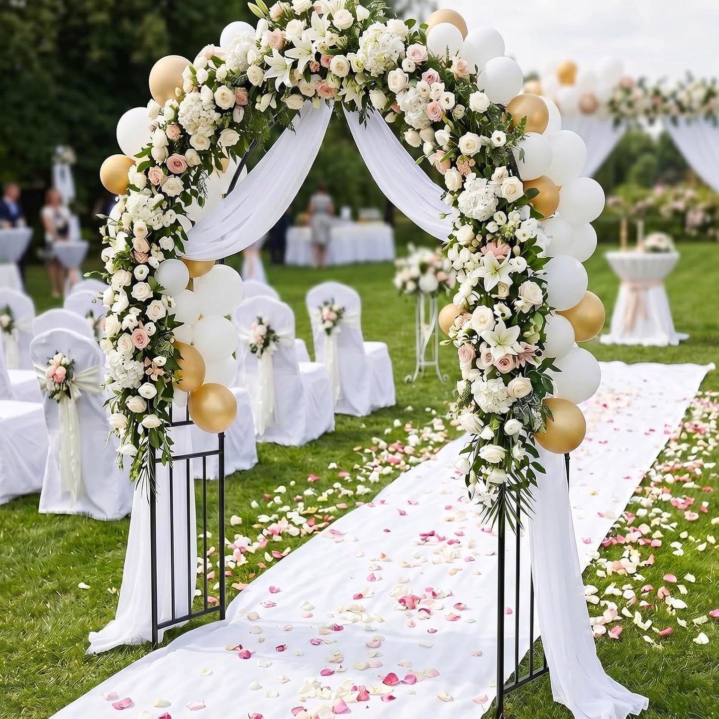 86'' Metal Garden Arch, Outdoor Arbor Trellis with 8 Ground Stakes