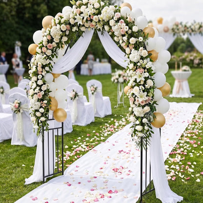 86'' Metal Garden Arch, Outdoor Arbor Trellis with 8 Ground Stakes