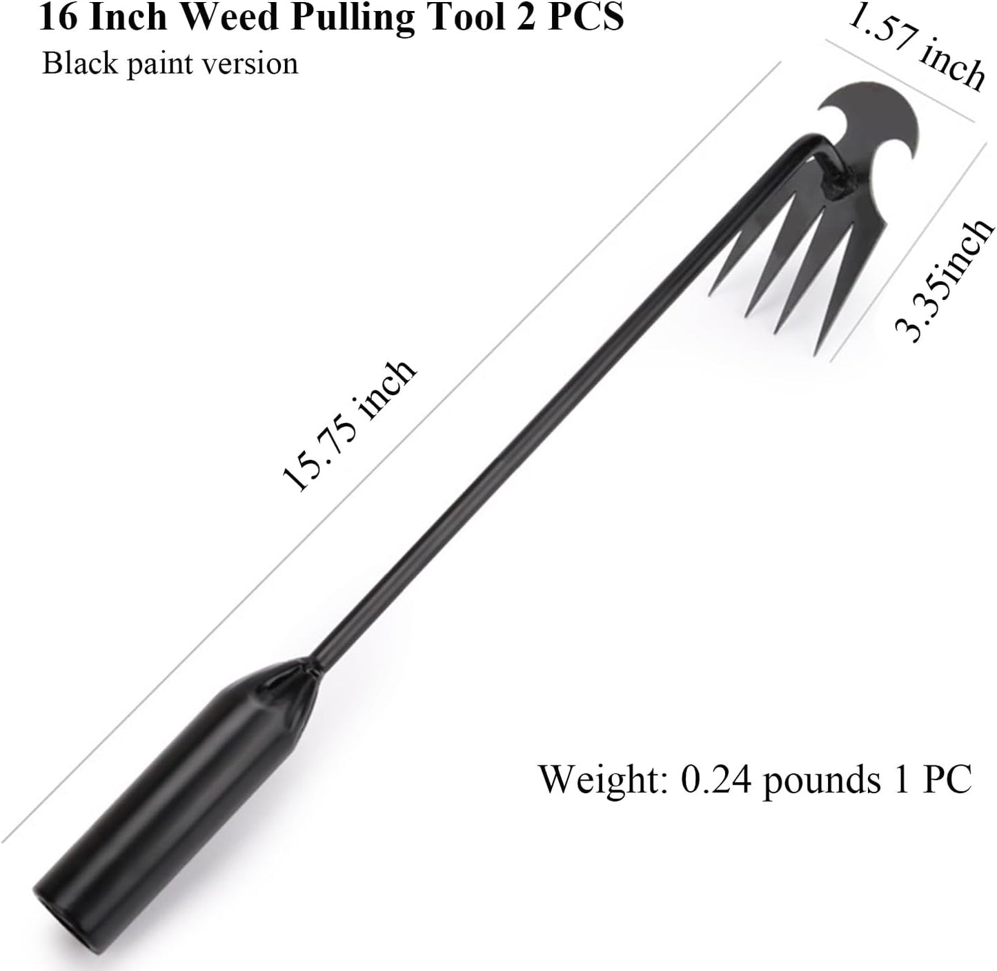 Weed Puller Tool Gardening Tools Set of 2 Uprooting Weed Pulling Tool, 4 Teeth Manganese Steel Forged Weeding Tool for Vegetable, Portable Hand Weeder Tool for Garden Farm Planting Weeding