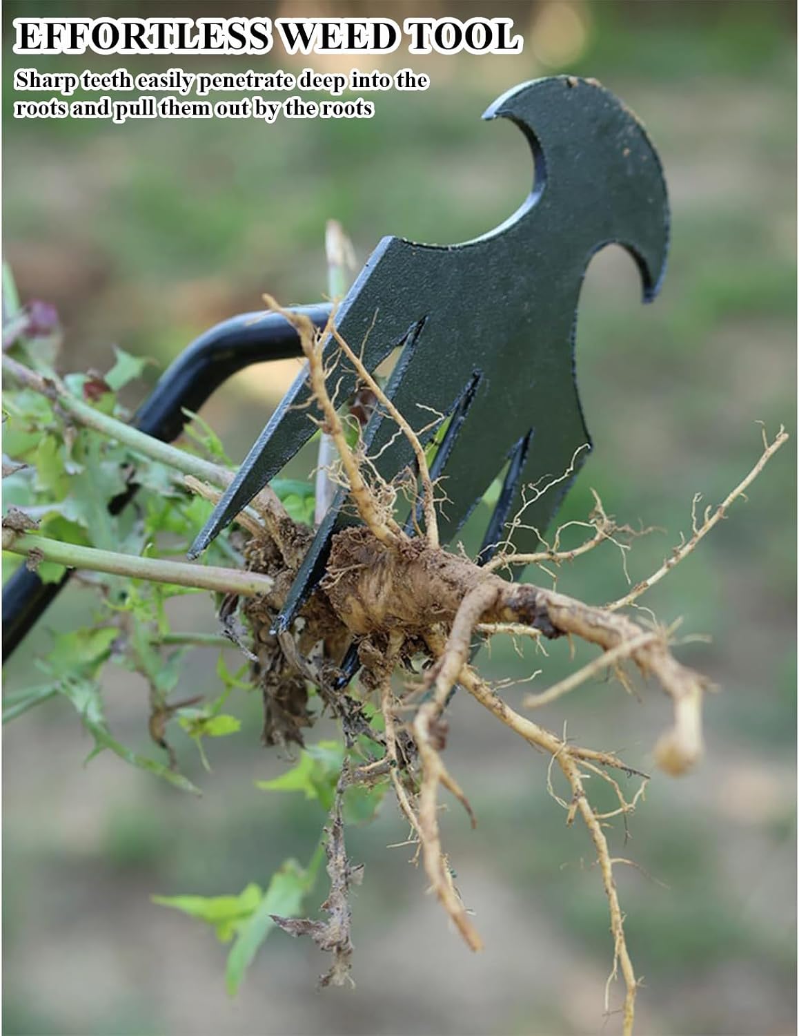 Weed Puller Tool Gardening Tools Set of 2 Uprooting Weed Pulling Tool, 4 Teeth Manganese Steel Forged Weeding Tool for Vegetable, Portable Hand Weeder Tool for Garden Farm Planting Weeding