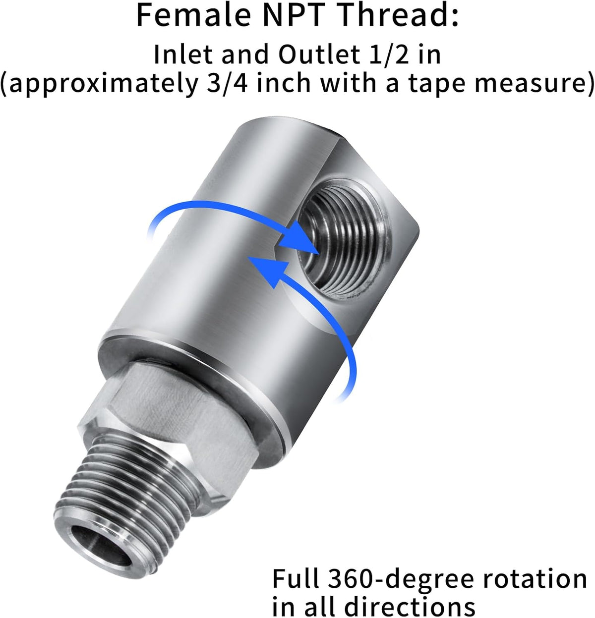 1/2 Inch MXF Heavy Duty Hose Reel Swivel with Grease Zerk - Hose Reel Parts Fitting with ISO 9001 Certification - Ideal for Home and Industrial Steel Hose Reels - Genuine Super Swivel