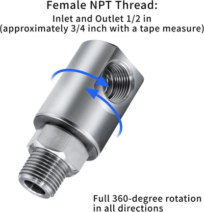 1/2 Inch MXF Heavy Duty Hose Reel Swivel with Grease Zerk - Hose Reel Parts Fitting with ISO 9001 Certification - Ideal for Home and Industrial Steel Hose Reels - Genuine Super Swivel