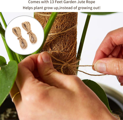 30 Inch Moss Pole for Climbing Plants - 2 Pack 15 Inch Coir Totem Pole Plant Support with 65 Feet Garden Twist Tie for Monstera and Potted Plants to Grow Upwards…