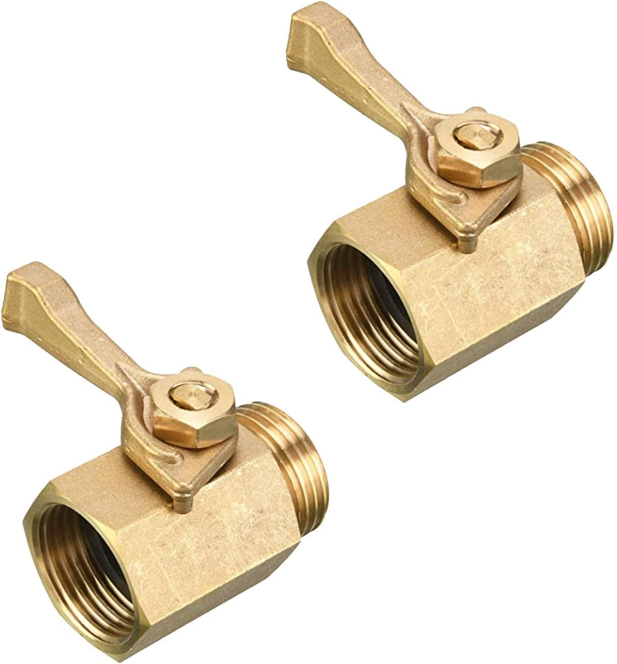 2 Pack Solid Brass Garden Hose Shut Off Valve with 2 Extra Rubber Washers, 3/4 Inch, Gate Valve, Hose Valve, Brass