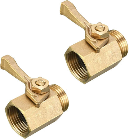 2 Pack Solid Brass Garden Hose Shut Off Valve with 2 Extra Rubber Washers, 3/4 Inch, Gate Valve, Hose Valve, Brass