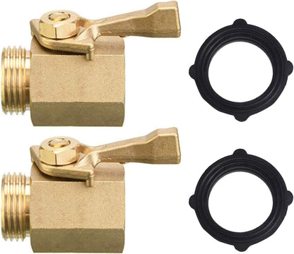 2 Pack Solid Brass Garden Hose Shut Off Valve with 2 Extra Rubber Washers, 3/4 Inch, Gate Valve, Hose Valve, Brass