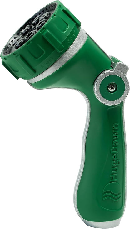 Garden Hose Nozzle with 7 Spray Patterns, Heavy Duty Metal Sprayer 30% Greater Water Flow for Watering, Car Wash, Outdoor Cleaning (Red)
