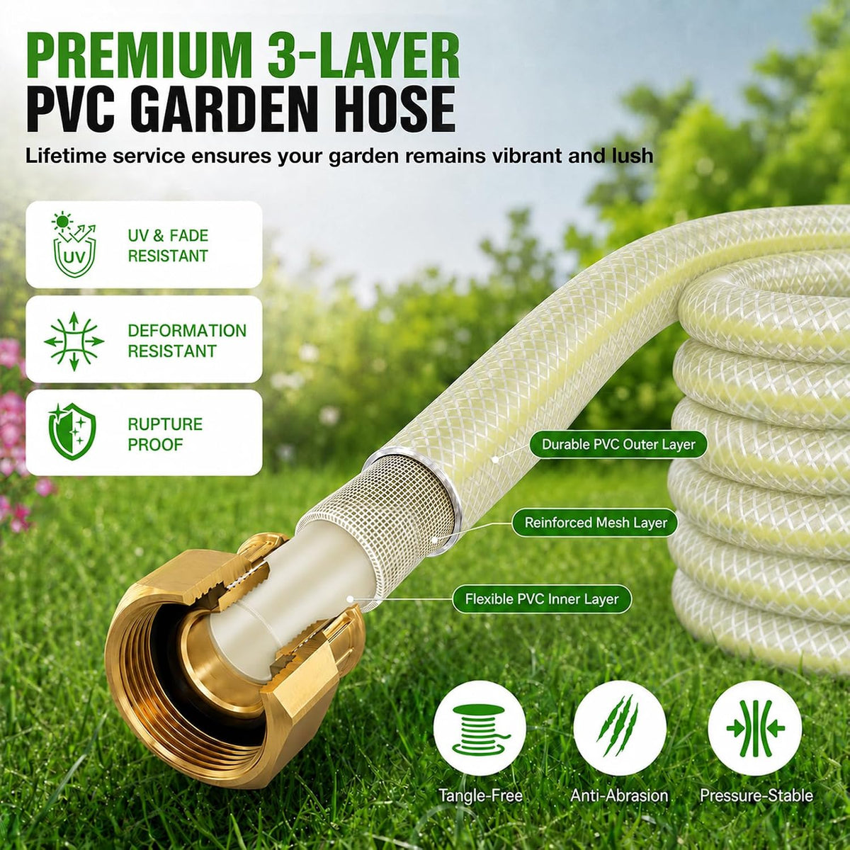 Heavy-Duty Automatic Retractable Garden Hose Reel 100FT Wall Mount