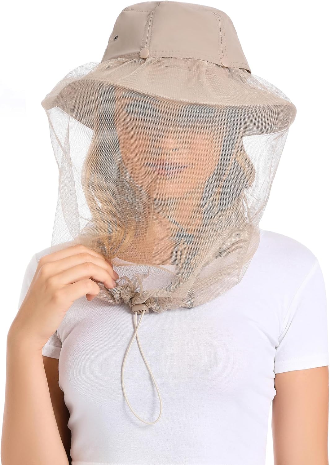 Mosquito Net Hat Women UPF 50+ Hidden Netting Sun Protection Cap