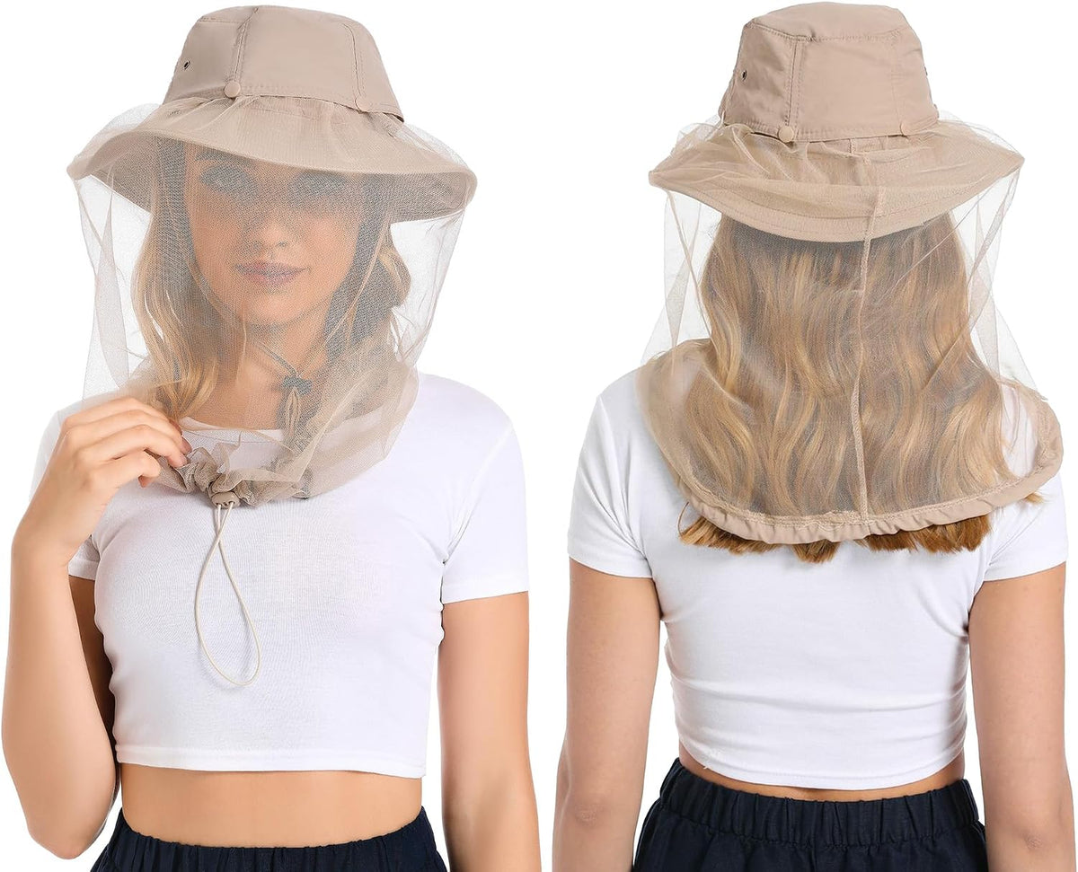 Mosquito Net Hat Women UPF 50+ Hidden Netting Sun Protection Cap