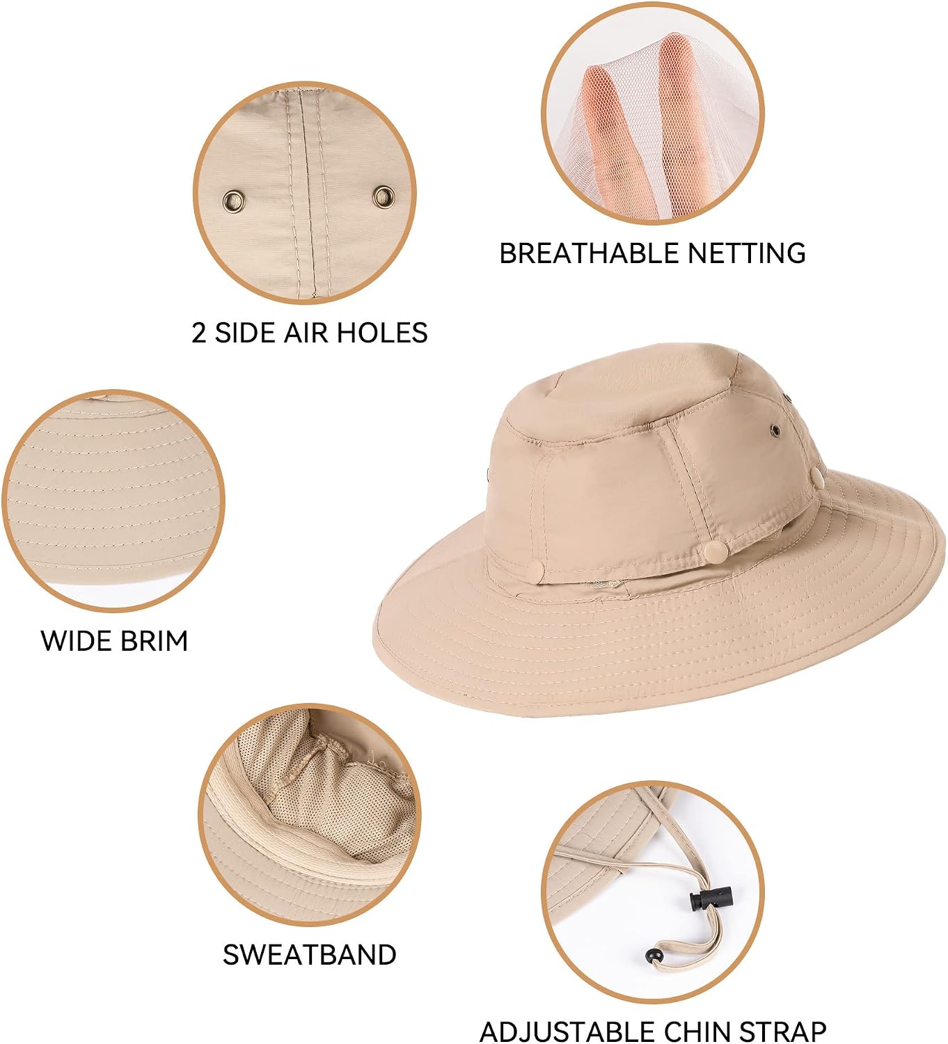 Mosquito Net Hat Women UPF 50+ Hidden Netting Sun Protection Cap