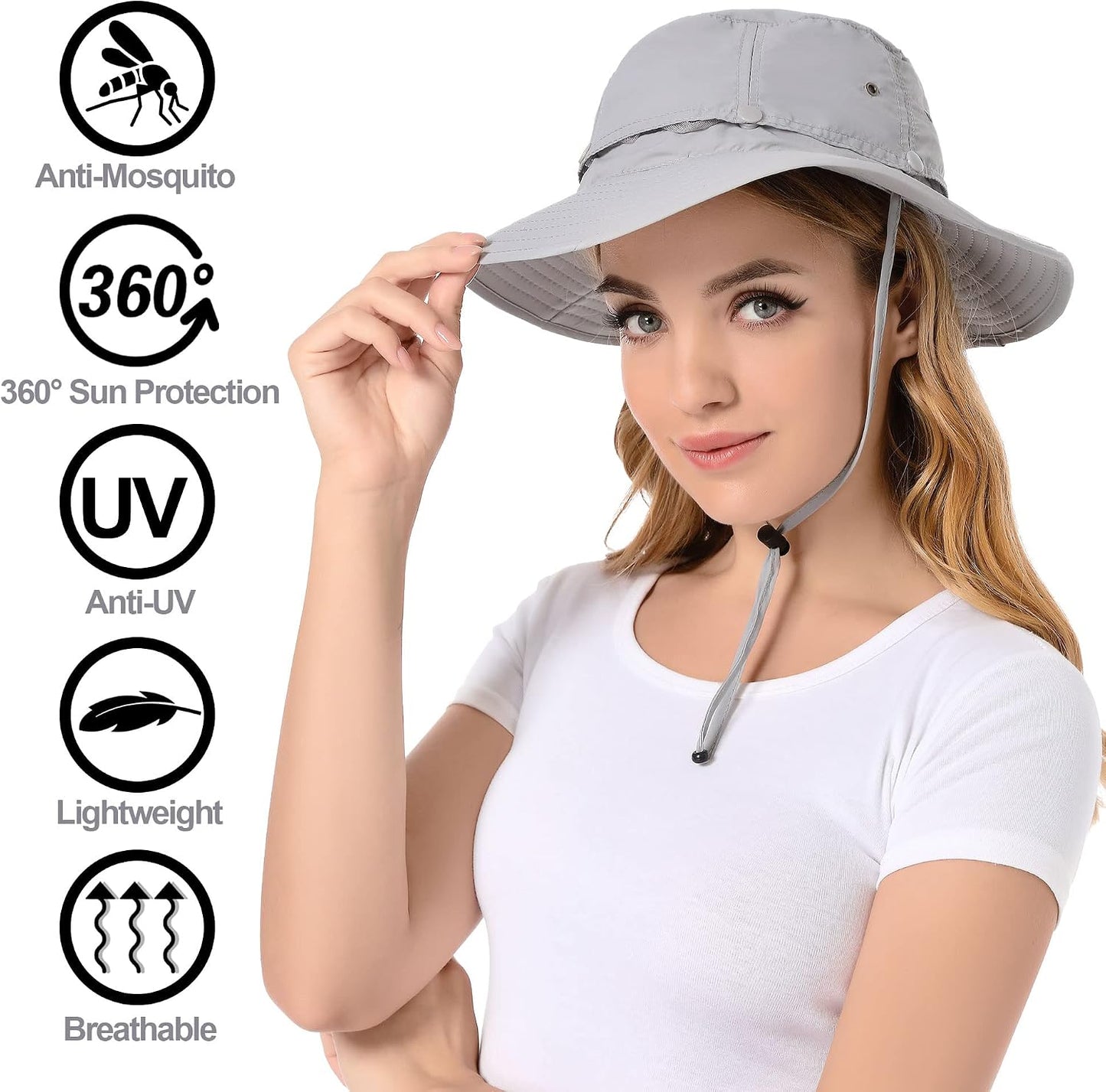 Mosquito Net Hat Women UPF 50+ Hidden Netting Sun Protection Cap