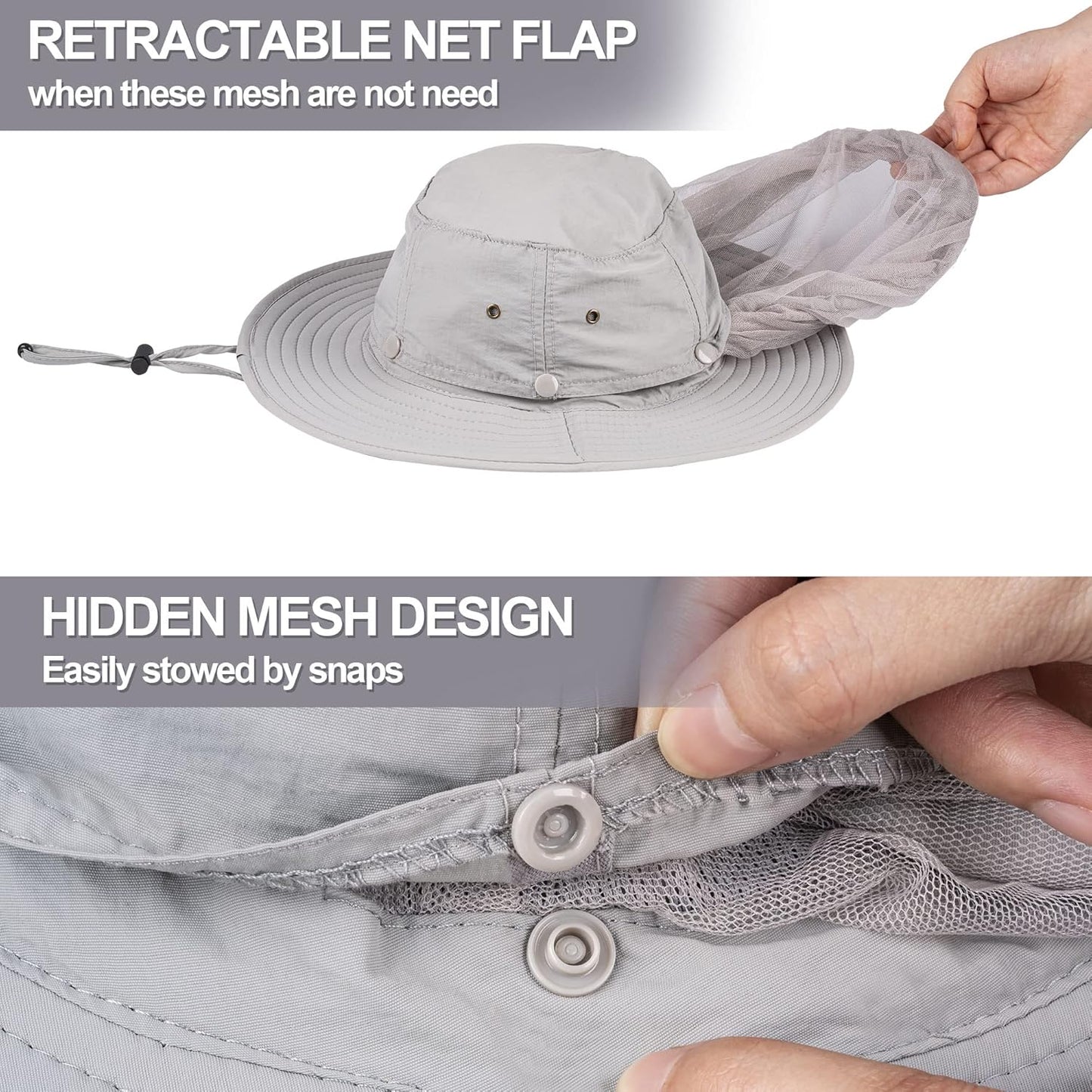 Mosquito Net Hat Women UPF 50+ Hidden Netting Sun Protection Cap
