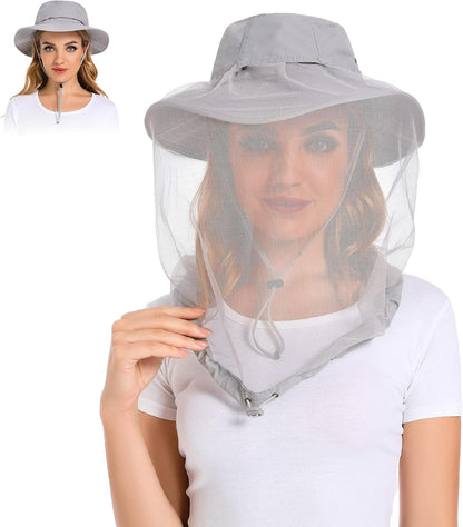 Mosquito Net Hat Women UPF 50+ Hidden Netting Sun Protection Cap
