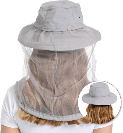 Mosquito Net Hat Women UPF 50+ Hidden Netting Sun Protection Cap