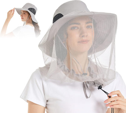 Mosquito Net Hat Women UPF 50+ Hidden Netting Sun Protection Cap