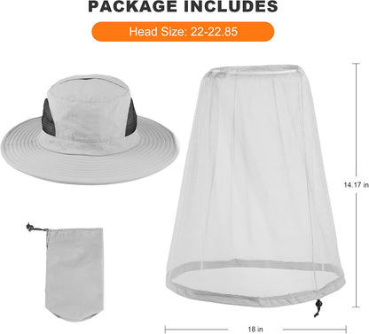 Mosquito Net Hat Women UPF 50+ Hidden Netting Sun Protection Cap