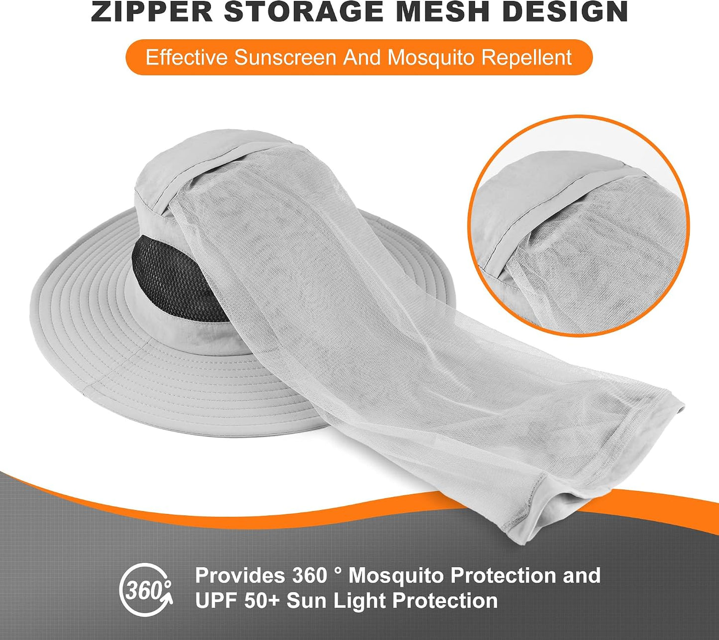 Mosquito Net Hat Women UPF 50+ Hidden Netting Sun Protection Cap