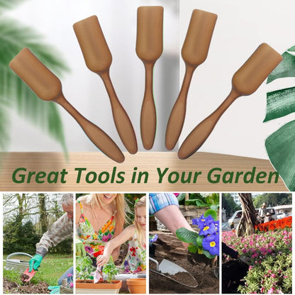 10Pcs Colorful Plastic Mini Gardening Shovel Spoons Soil Scoops (Brown)