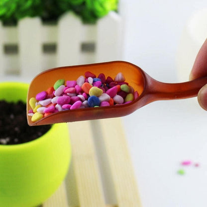 10Pcs Colorful Plastic Mini Gardening Shovel Spoons Soil Scoops (Brown)