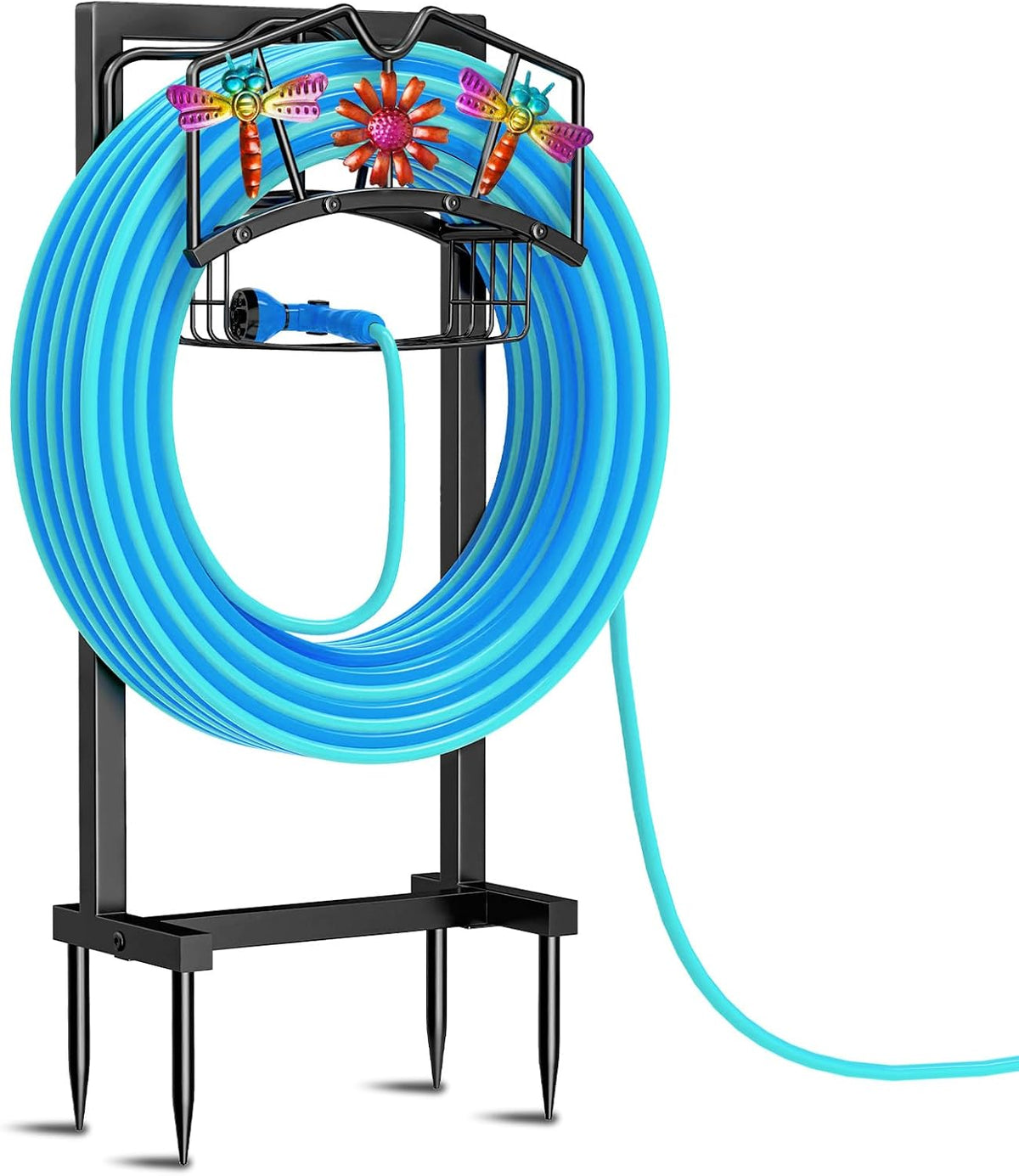Garden Hose Holder,Freestanding Water Hose Holder with Storage Basket