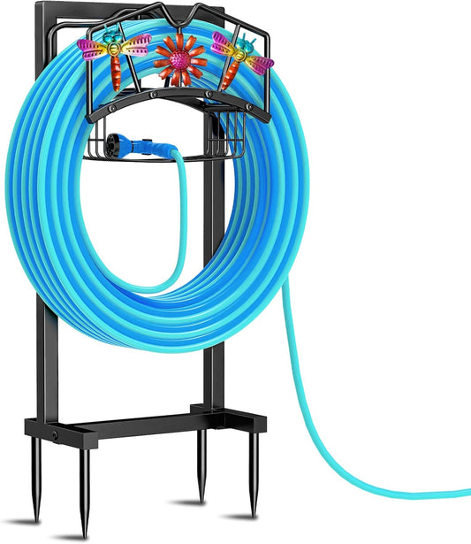 Garden Hose Holder,Freestanding Water Hose Holder with Storage Basket