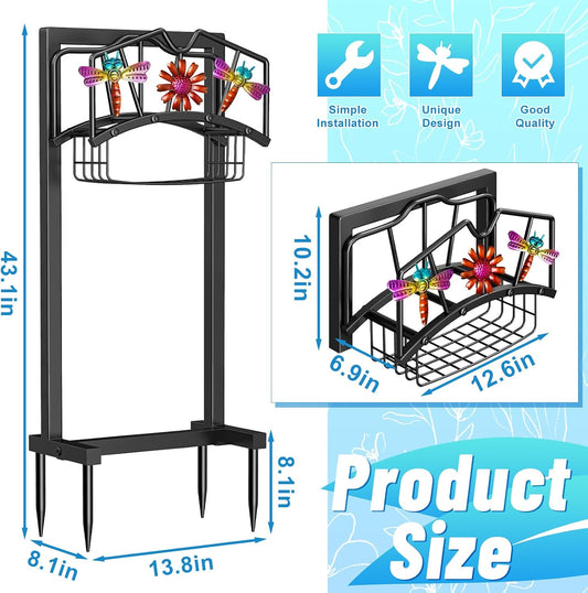 Garden Hose Holder,Freestanding Water Hose Holder with Storage Basket