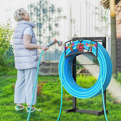 Garden Hose Holder,Freestanding Water Hose Holder with Storage Basket