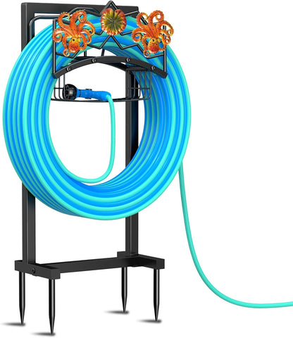Garden Hose Holder,Freestanding Water Hose Holder with Storage Basket