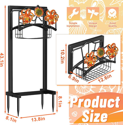 Garden Hose Holder,Freestanding Water Hose Holder with Storage Basket