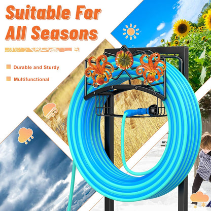 Garden Hose Holder,Freestanding Water Hose Holder with Storage Basket