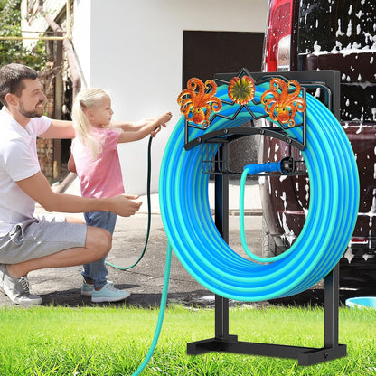 Garden Hose Holder,Freestanding Water Hose Holder with Storage Basket