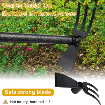 Hoe and Cultivator - 60” Long Handle - Heavy Duty Garden Hoe Tiller, Standing Hoe Garden Tools Durable Cultivator Hoes Hand Rake Fork for Gardening Weeding Planting Loosening Soil