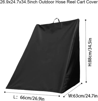 Hose Reel Cart Cover Black Waterproof Free Standing Water Hose Reel Protective Cover Furniture Sets for Patio Outdoor (Black)