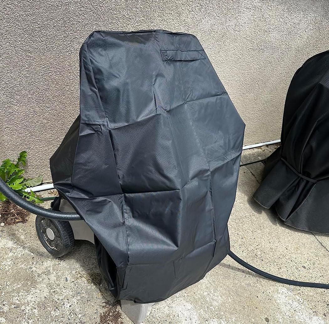 Hose Reel Cart Cover Black Waterproof Free Standing Water Hose Reel Protective Cover Furniture Sets for Patio Outdoor (Black)