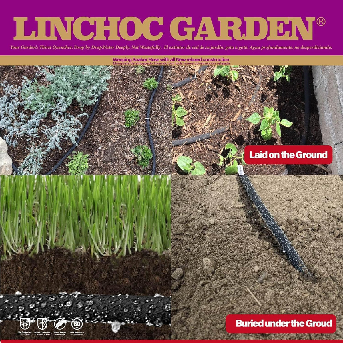 5/8 Inch 100FT Soaker Hose - High Flow Flexible Design for Expansive Landscapes | Durable & Eco-Sustainable Water Efficiency