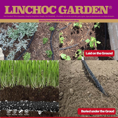 5/8 Inch 100FT Soaker Hose - High Flow Flexible Design for Expansive Landscapes | Durable & Eco-Sustainable Water Efficiency