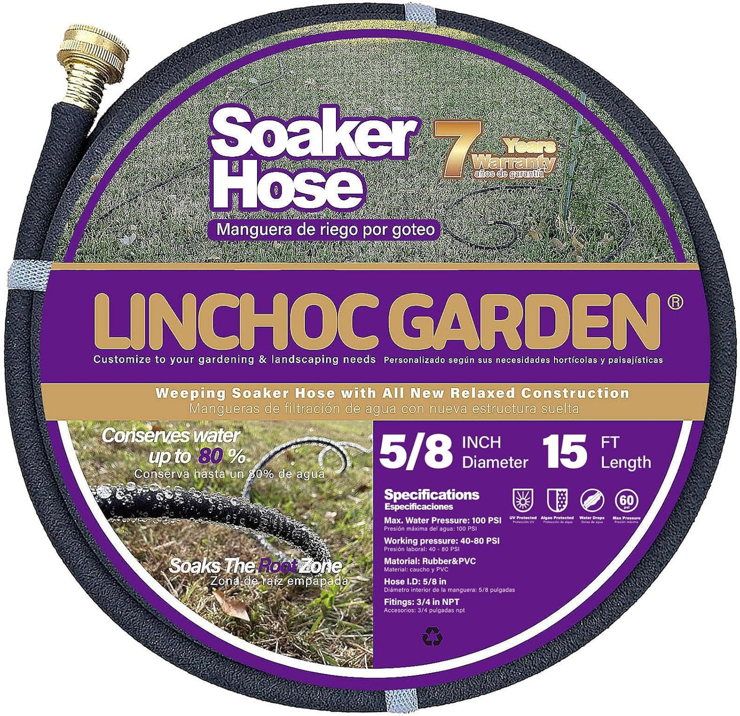 5/8 Inch 100FT Soaker Hose - High Flow Flexible Design for Expansive Landscapes | Durable & Eco-Sustainable Water Efficiency